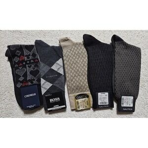 5 Pack Mens Socks Cremieux Hugo Boss Goldtoe Nautica Dress Casual Crew Socks